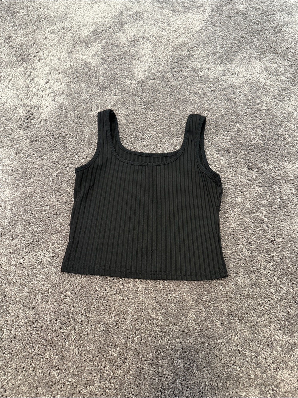 SHEIN Black Ribbed Square Neck Crop Tank